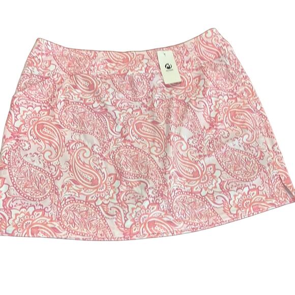 Moteepi 3XL Pink and White Paisley Print Slinky Knit Golf Skort Sporty - Picture 1 of 10